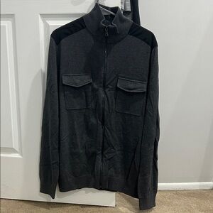 Banana Republic Men's Dark Gray Zip-Up Sweater